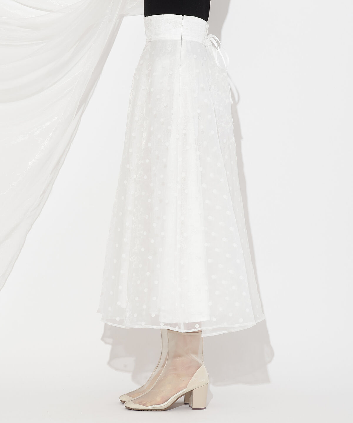 WILLSELECTION「ドット&times;レースレイヤードスカート」|フレア|
