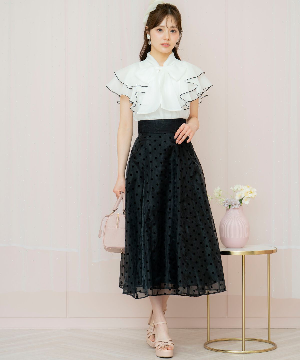 WILLSELECTION「ドット&times;レースレイヤードスカート」|フレア|