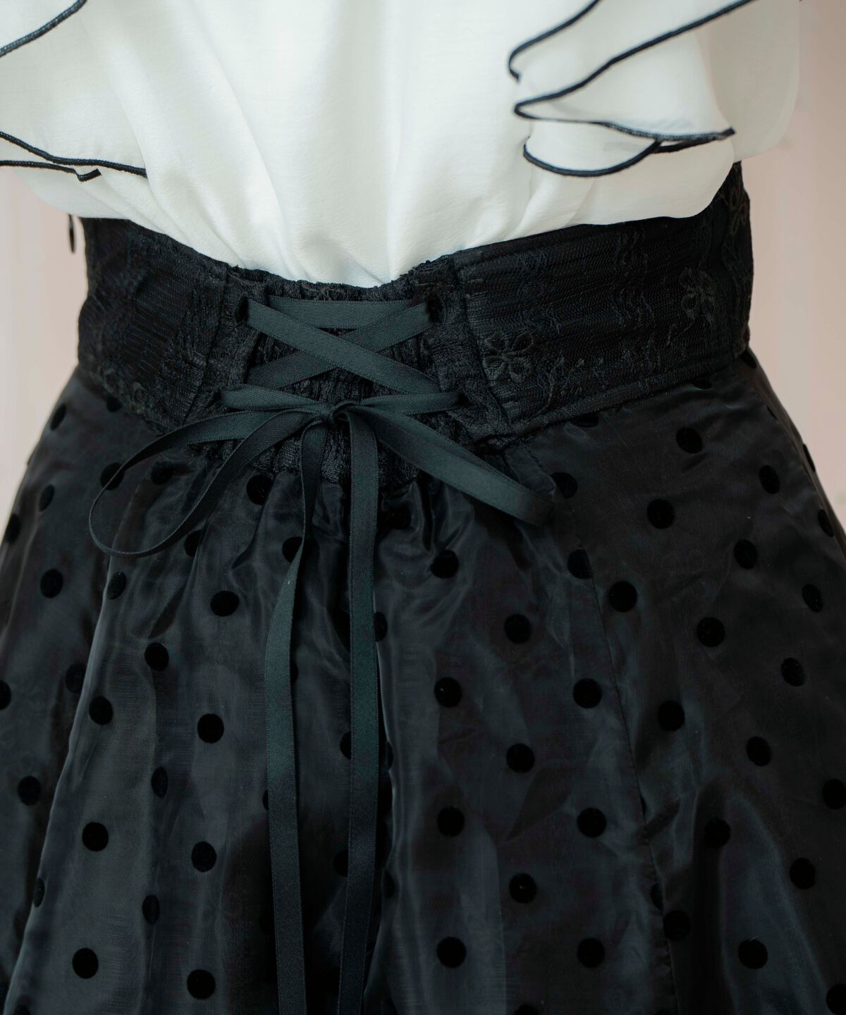 WILLSELECTION「ドット&times;レースレイヤードスカート」|フレア|