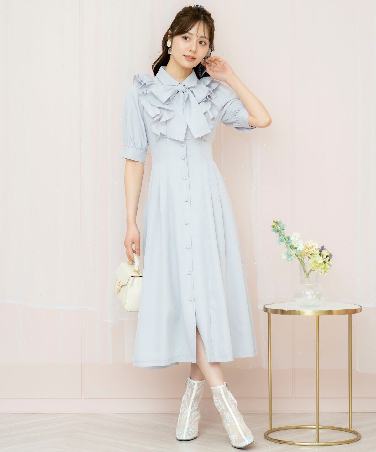 WILLSELECTION「ラッフルリボンタイシャツワンピース」|ワンピース|