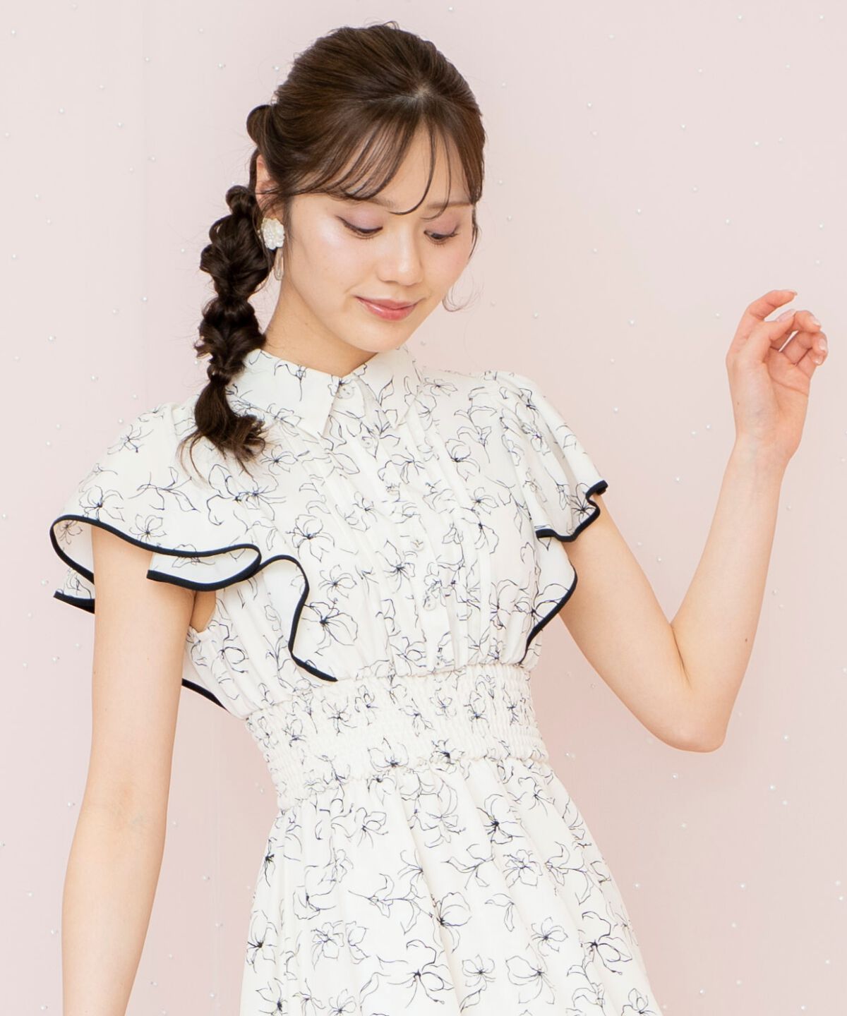 WILLSELECTION「ラインフラワーパイピングティアードワンピース」|ワンピース|