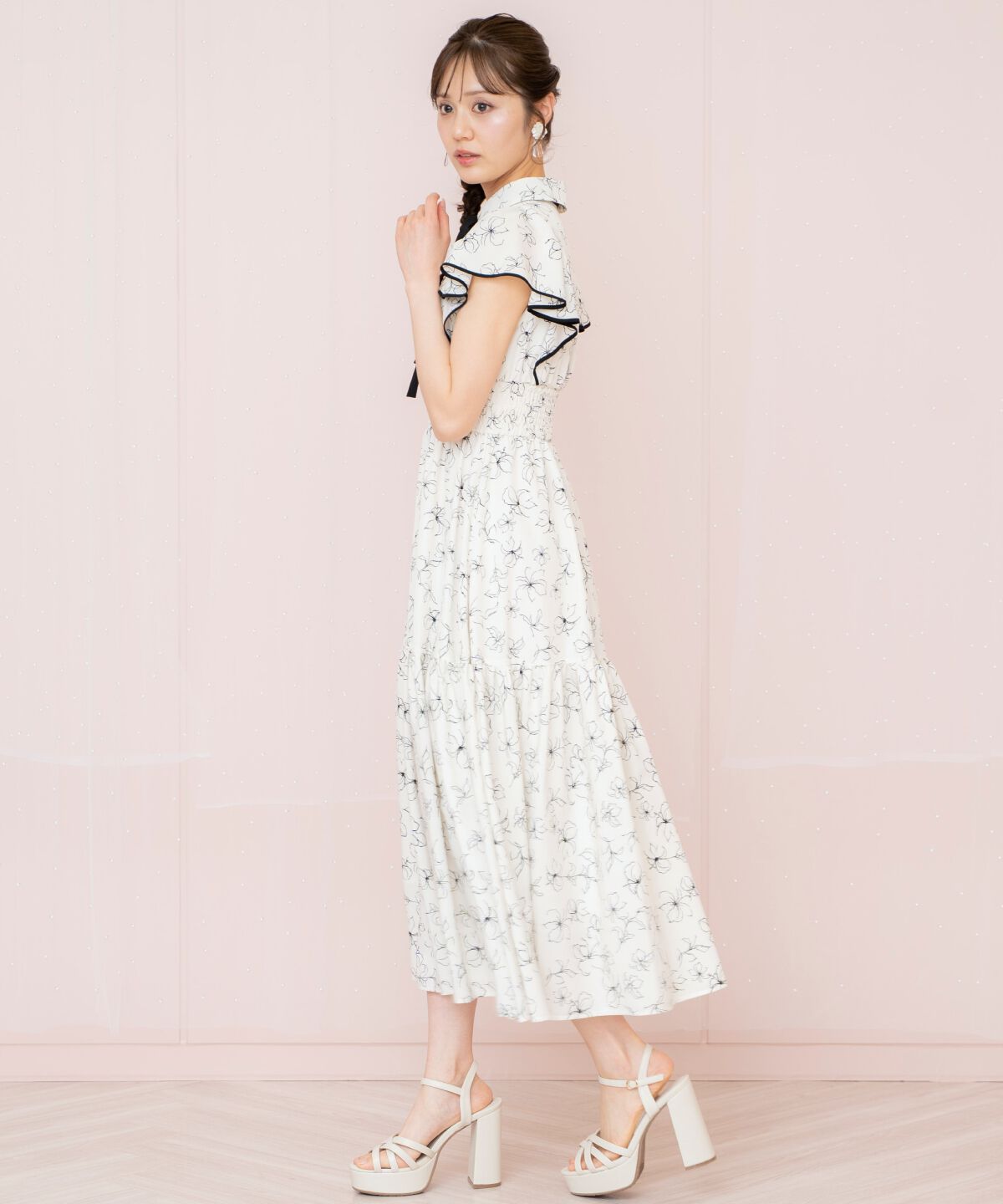 WILLSELECTION「ラインフラワーパイピングティアードワンピース」|ワンピース|