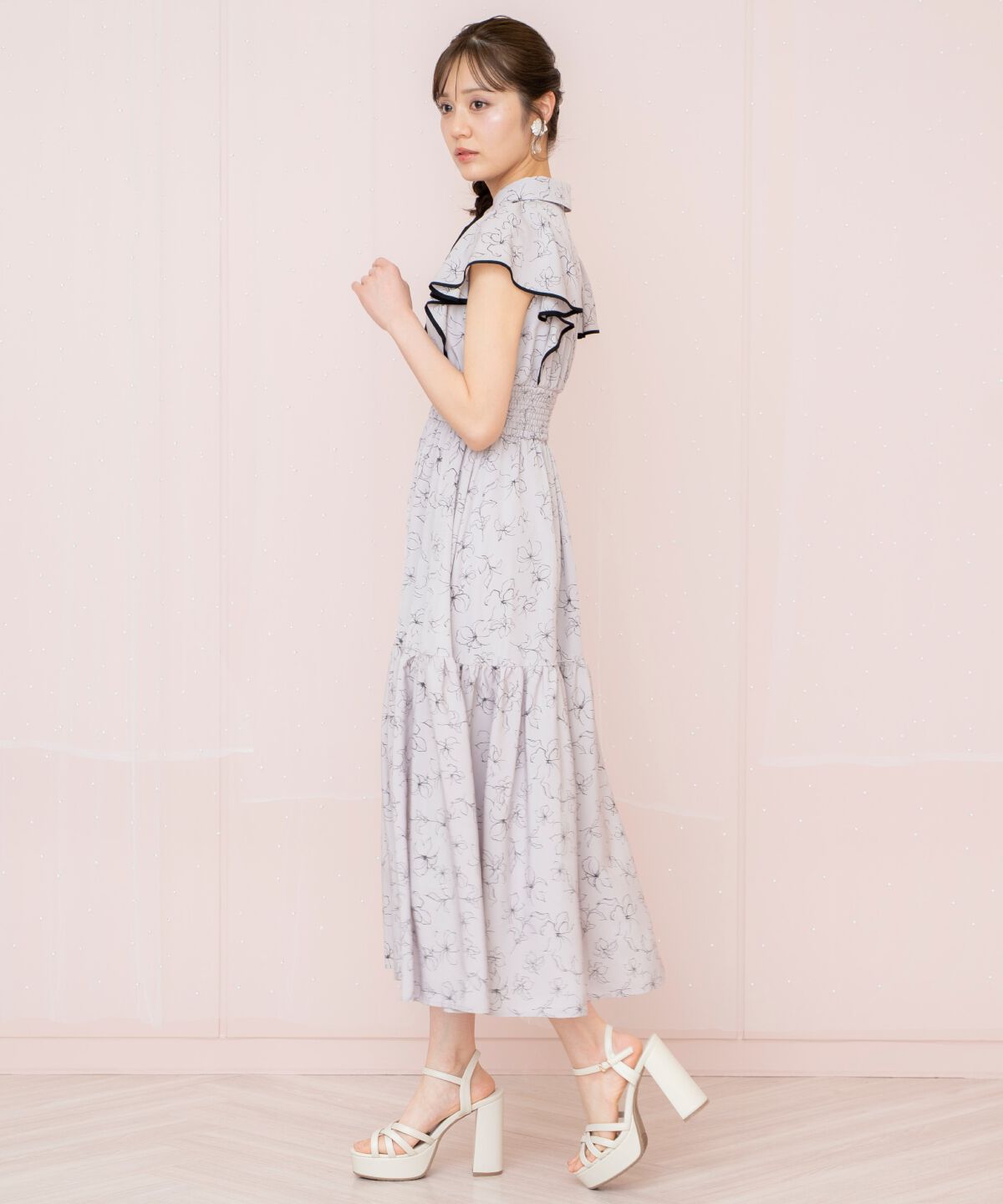 WILLSELECTION「ラインフラワーパイピングティアードワンピース」|ワンピース|