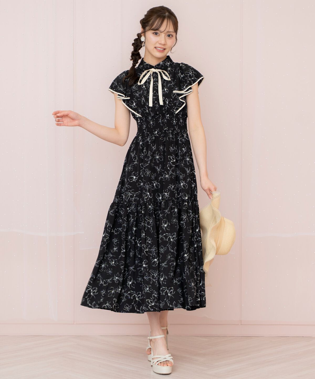 WILLSELECTION「ラインフラワーパイピングティアードワンピース」|ワンピース|