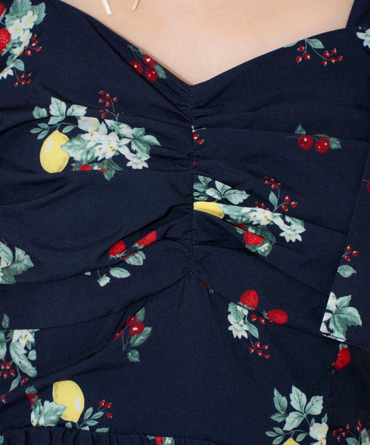 WILLSELECTION「リボンショルダーフルーツプリントワンピース」|ワンピース|