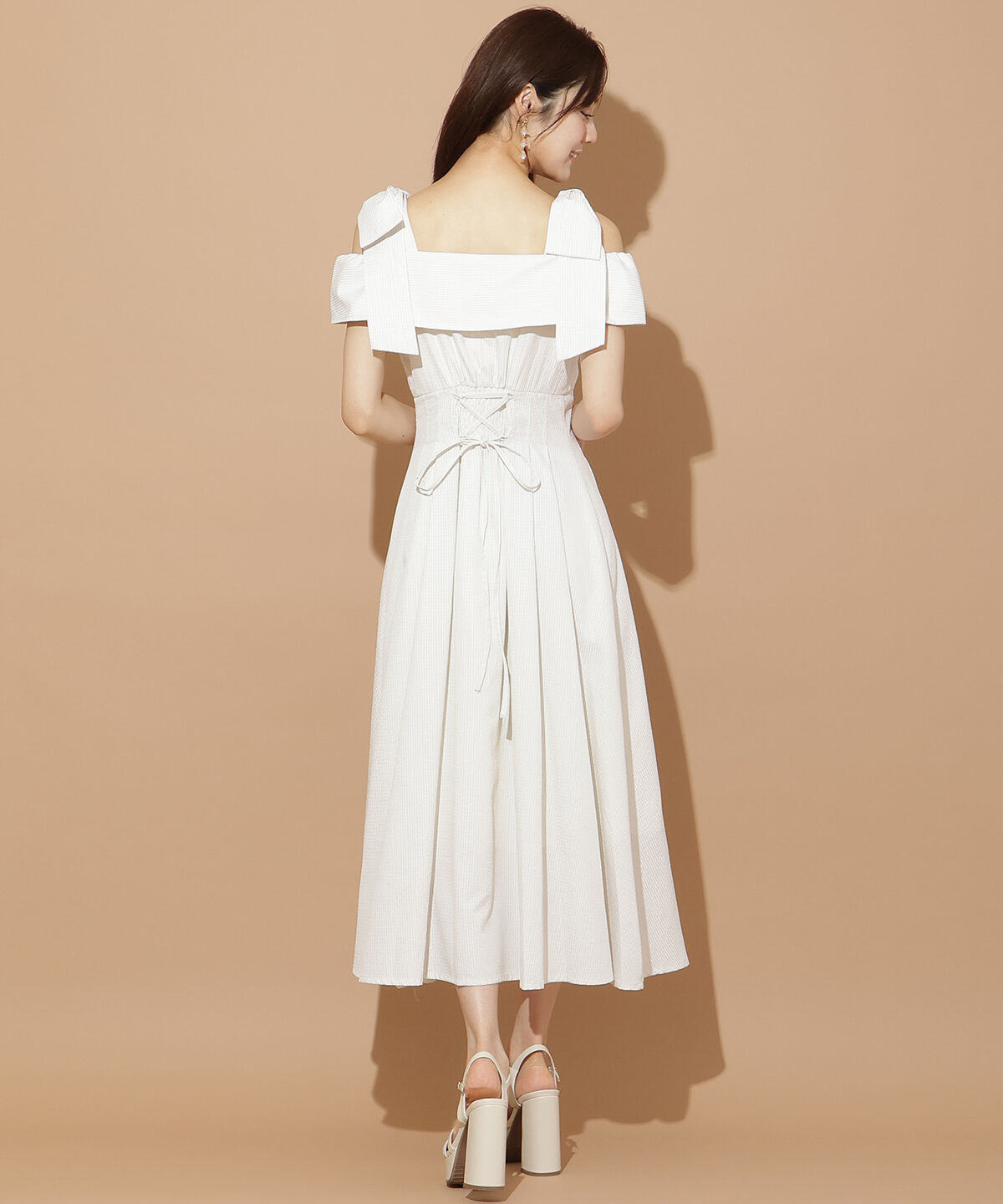 WILLSELECTION「リボンストラップオフショルシャツワンピース」|ワンピース|