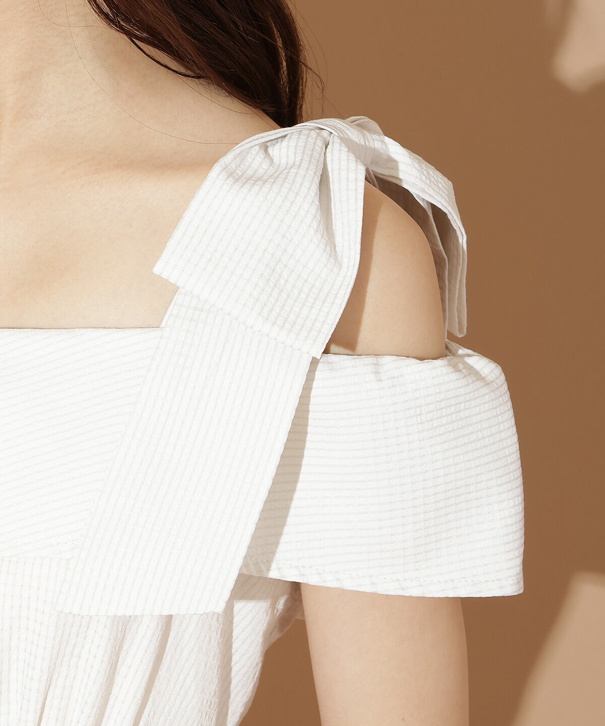 WILLSELECTION「リボンストラップオフショルシャツワンピース」|ワンピース|