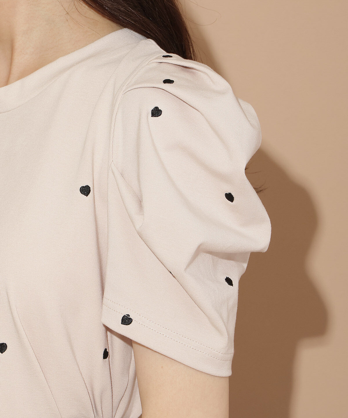 WILLSELECTION「ハート刺繍タックスリーブTシャツ」|Tシャツ・カットソー|