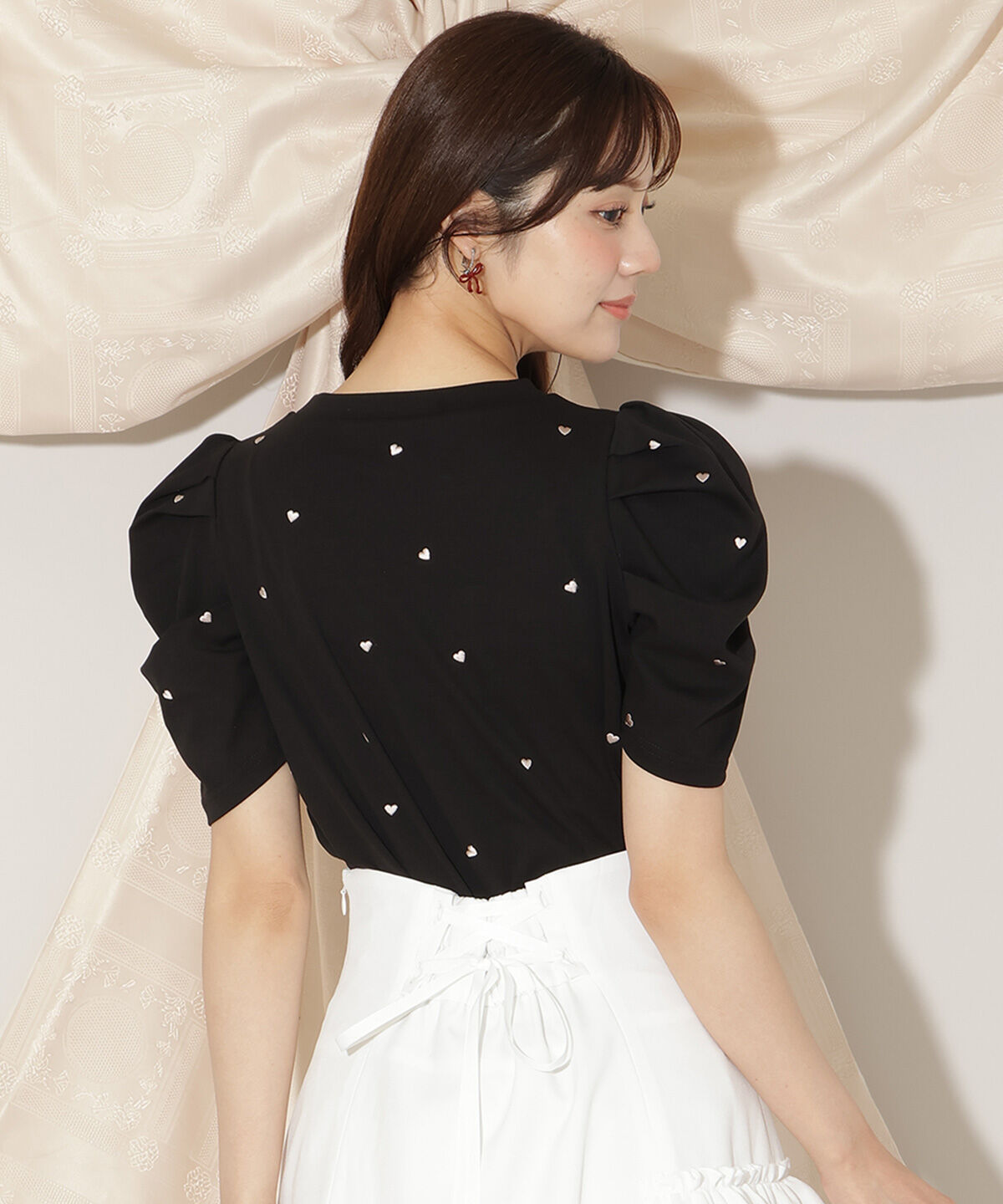 WILLSELECTION「ハート刺繍タックスリーブTシャツ」|Tシャツ・カットソー|