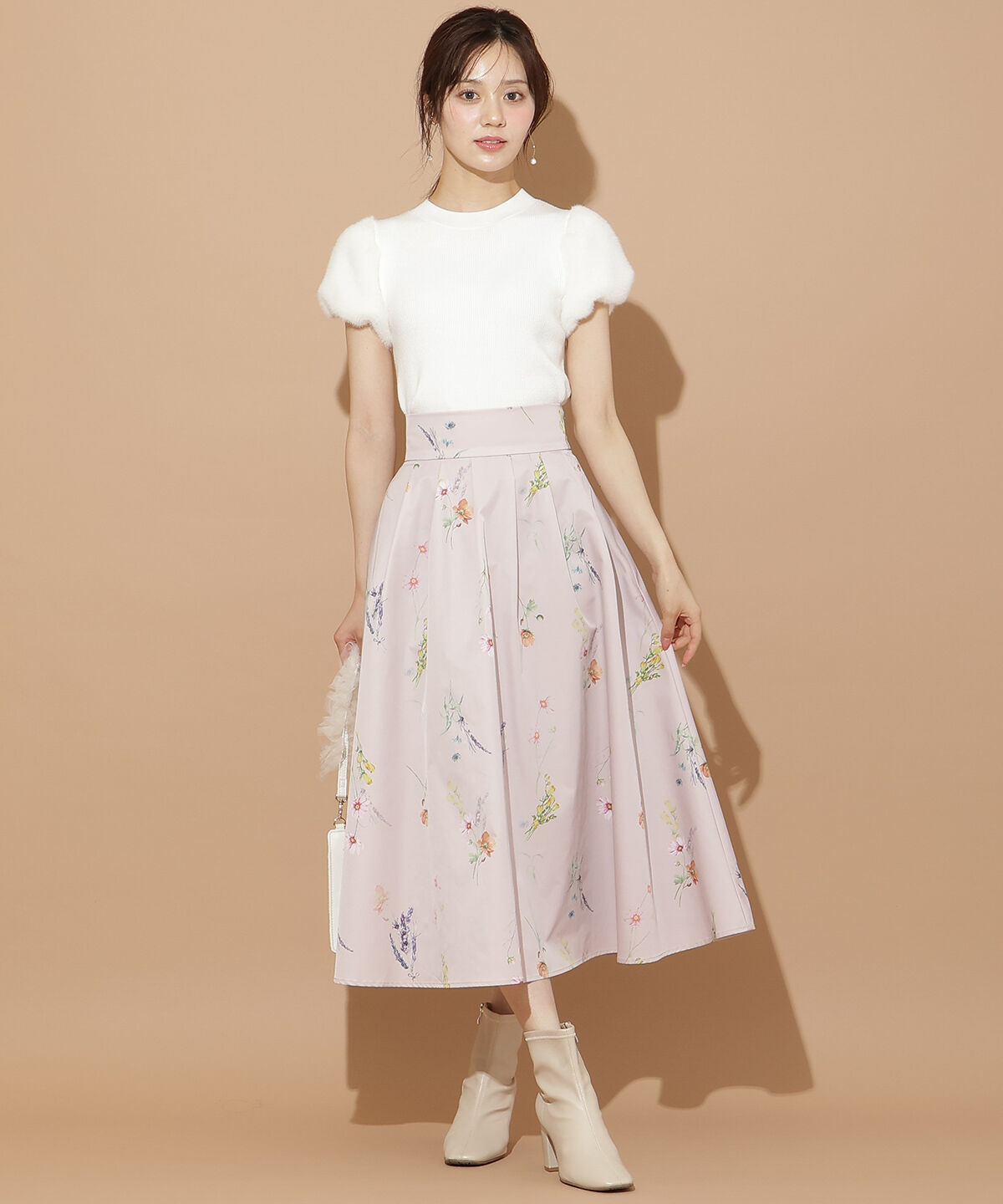 WILLSELECTION「オータムボタニカルフラワータックスカート」|フレア|