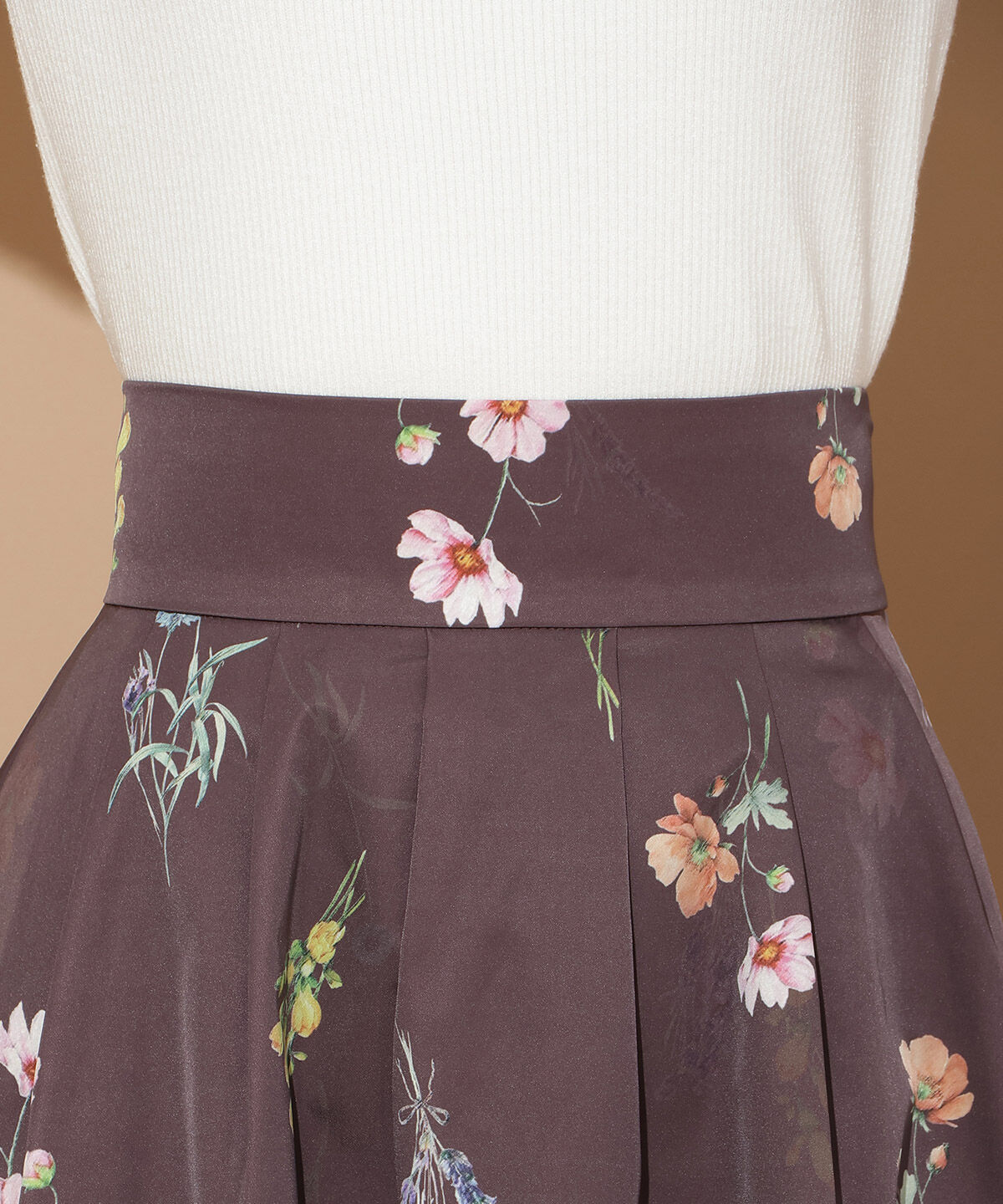 WILLSELECTION「オータムボタニカルフラワータックスカート」|フレア|