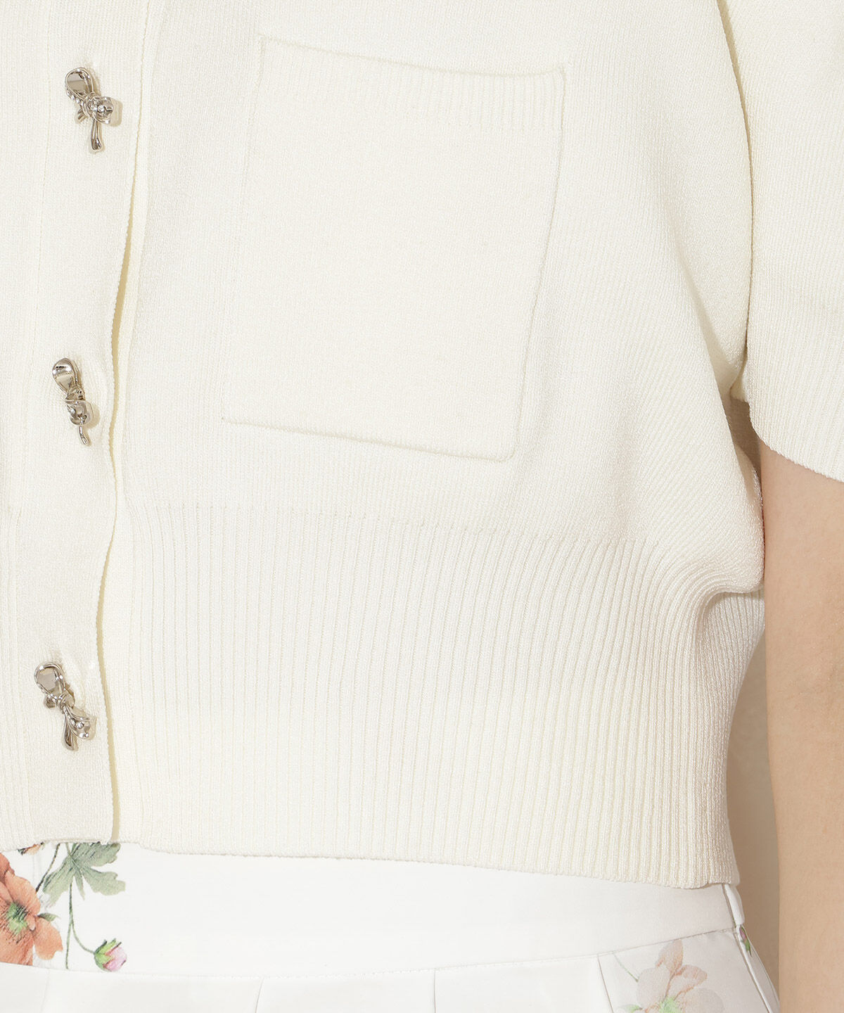 WILLSELECTION「ビジューリボンタックスリーブカーディガン」|カーディガン|