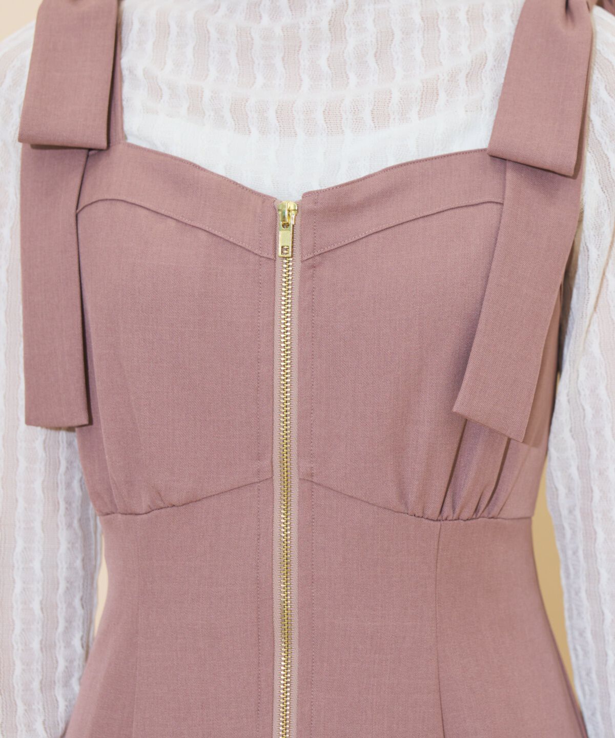 WILLSELECTION「ショルダーリボンフロントZIPワンピース」|ワンピース|
