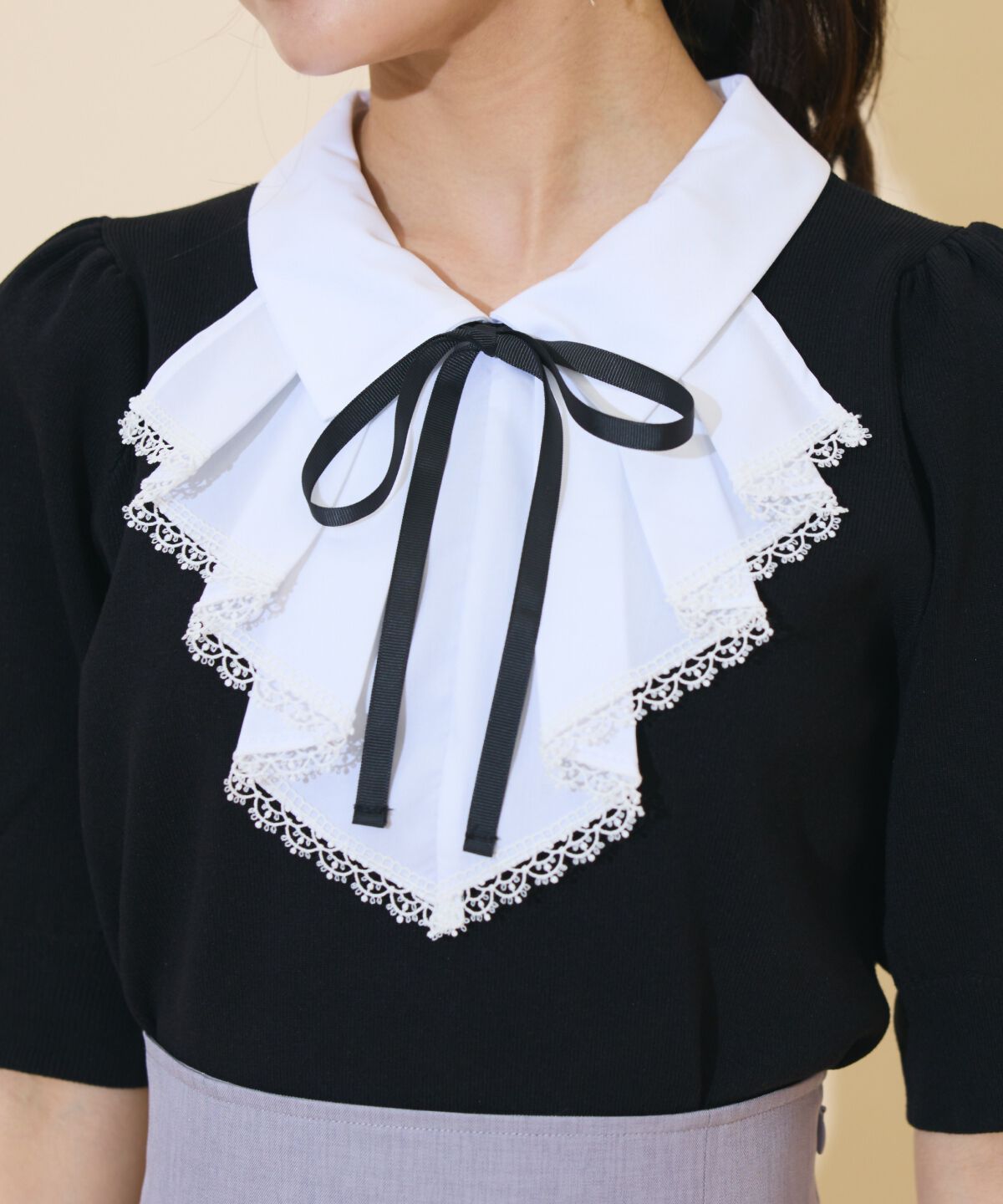 WILLSELECTION「レースラッフルプルオーバー」|ニット・セーター|