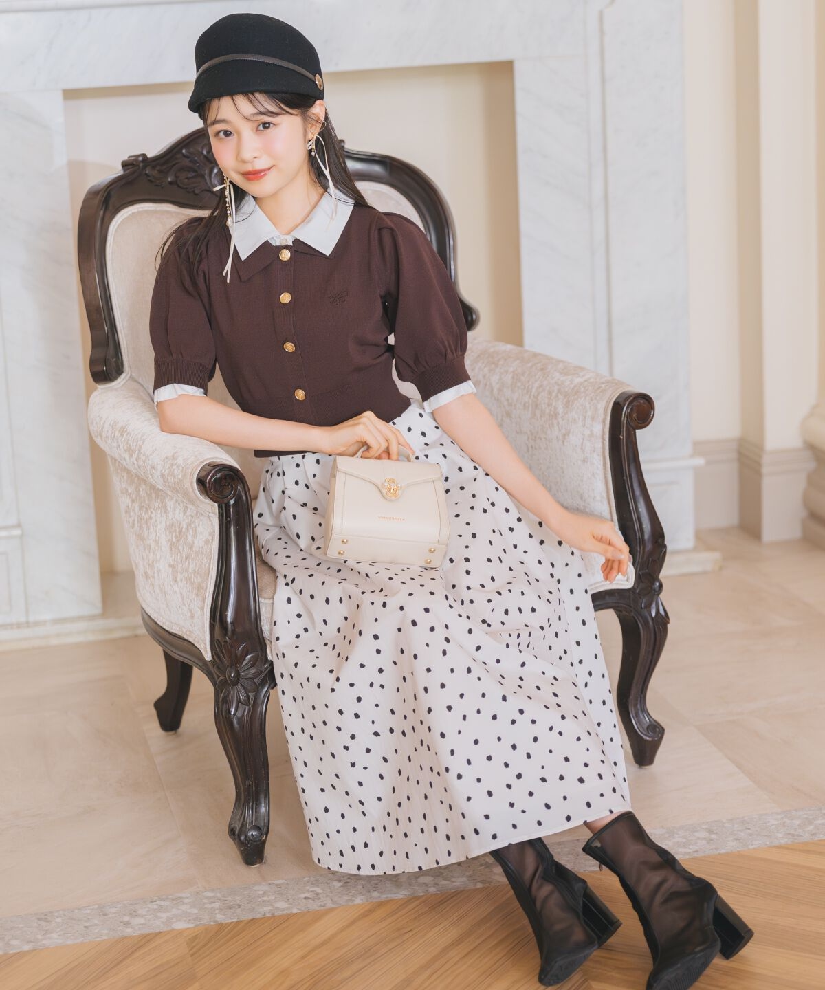 WILLSELECTION「ダルメシアンプリントボリュームタックスカート」|フレア|