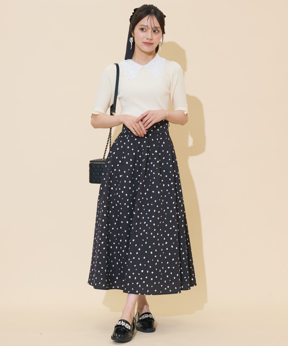 WILLSELECTION「ダルメシアンプリントボリュームタックスカート」|フレア|