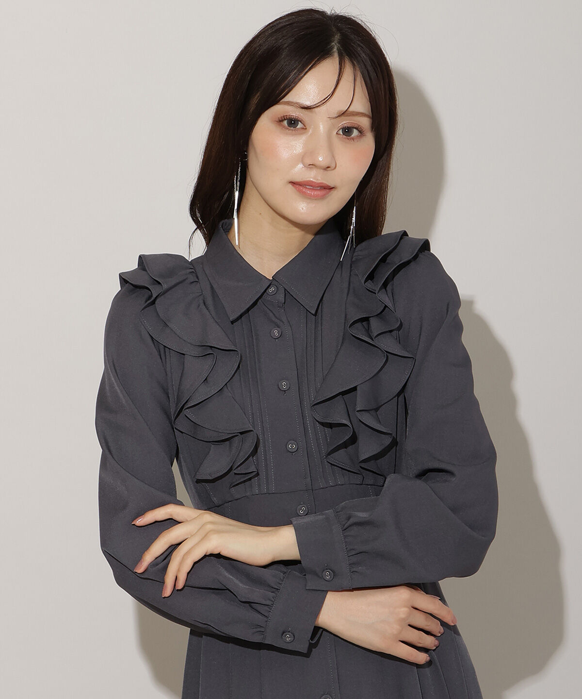 WILLSELECTION「ナローリボンフリルシャツワンピース」|ワンピース|