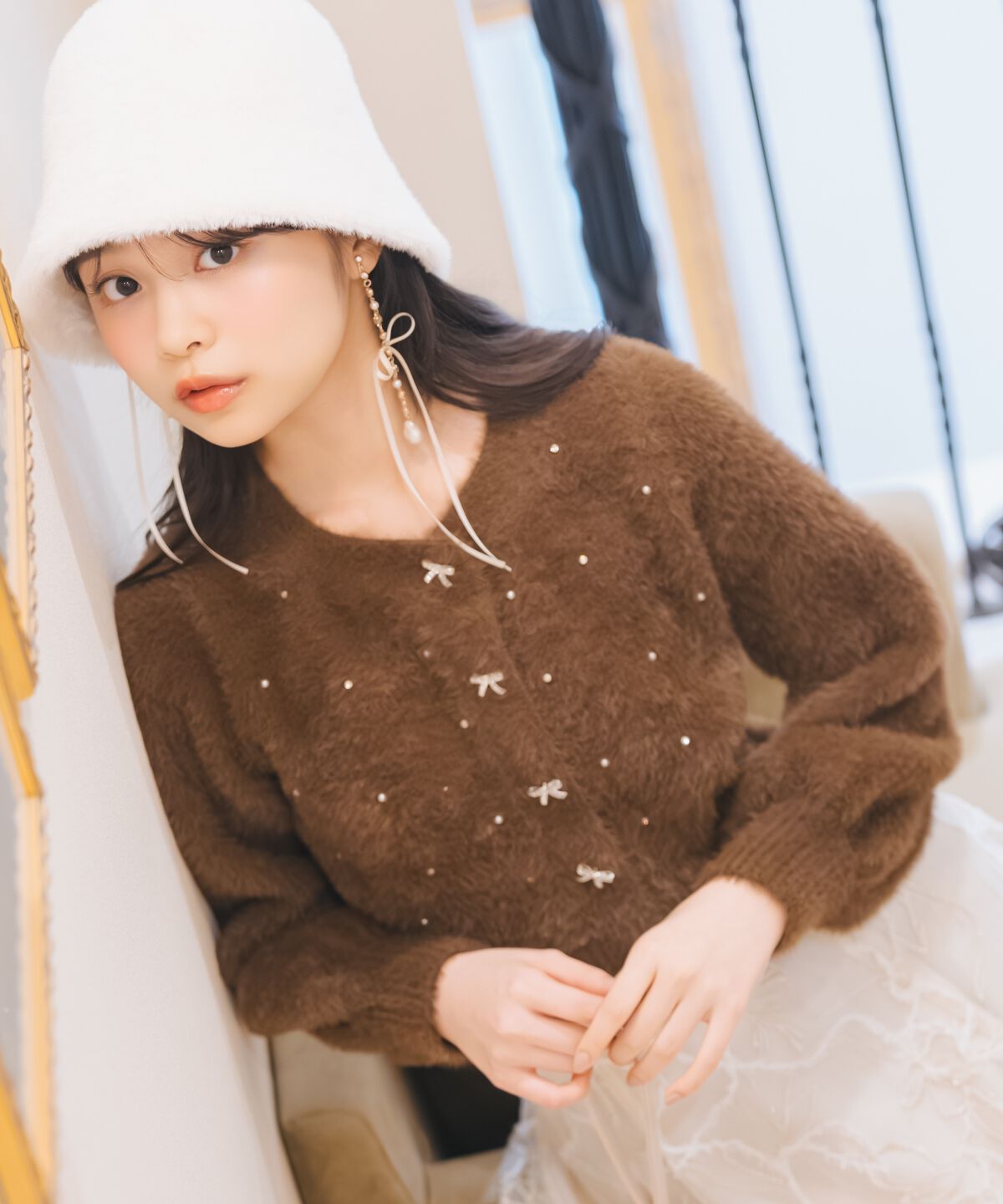 WILLSELECTION「パール＆ビジューフェザーカーディガン」|カーディガン|