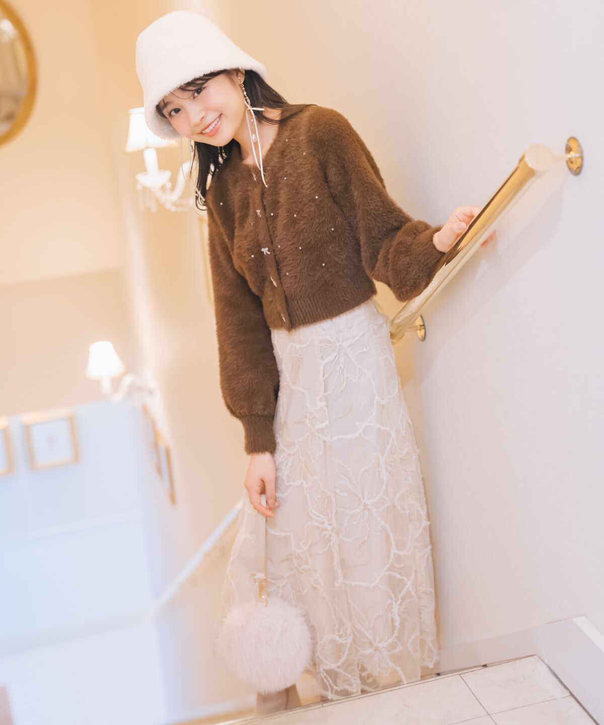 WILLSELECTION「パール＆ビジューフェザーカーディガン」|カーディガン|