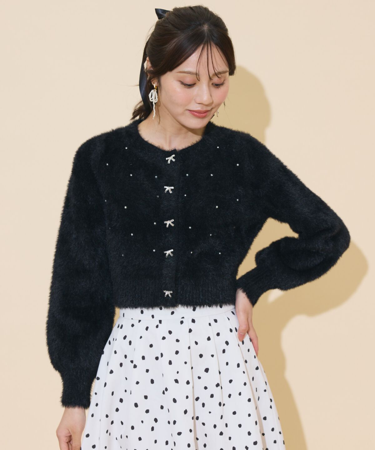 WILLSELECTION「パール＆ビジューフェザーカーディガン」|カーディガン|