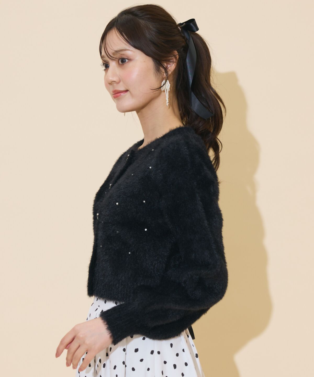 WILLSELECTION「パール＆ビジューフェザーカーディガン」|カーディガン|