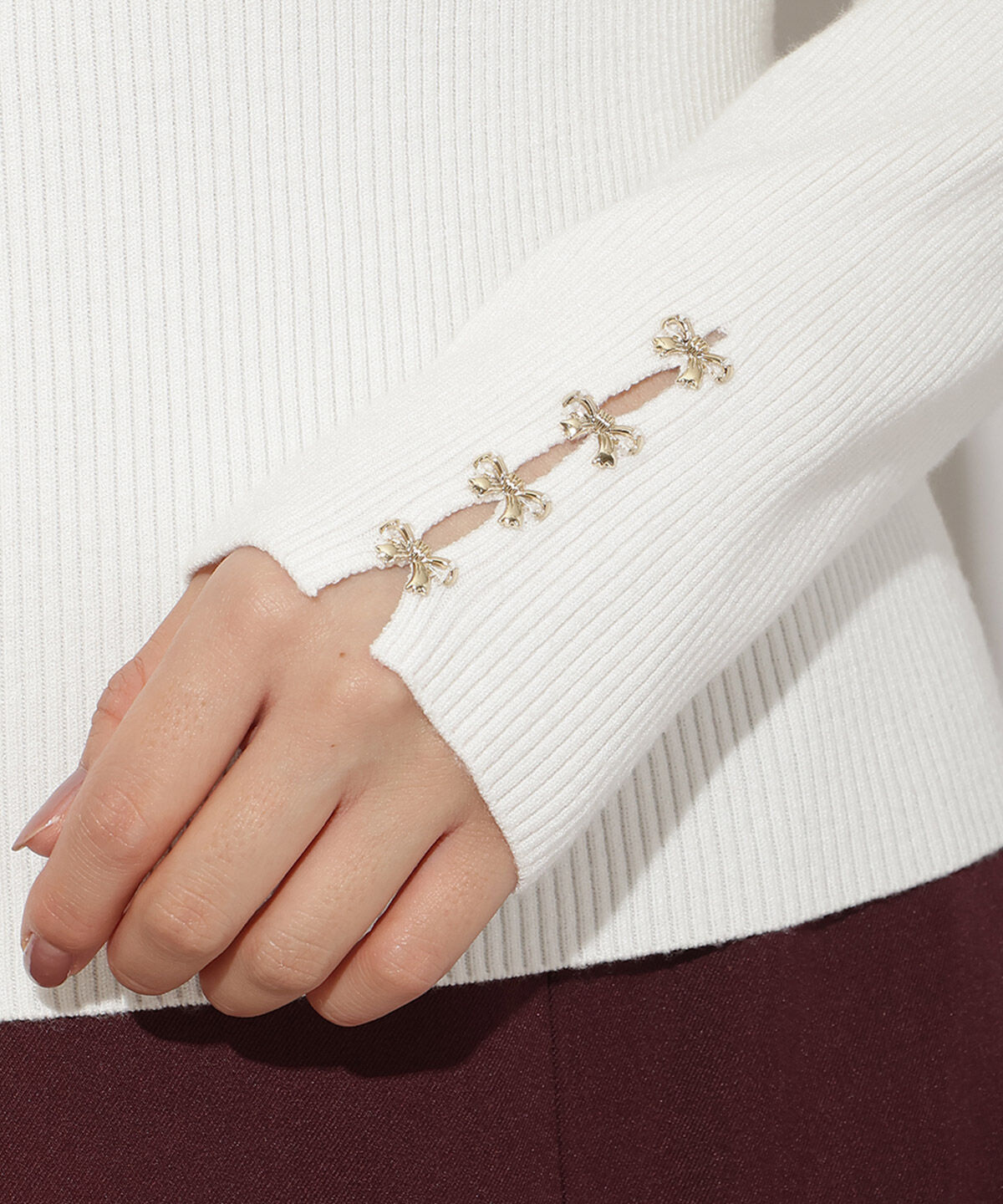 WILLSELECTION「袖口リボンリブタートルニット」|ニット・セーター|