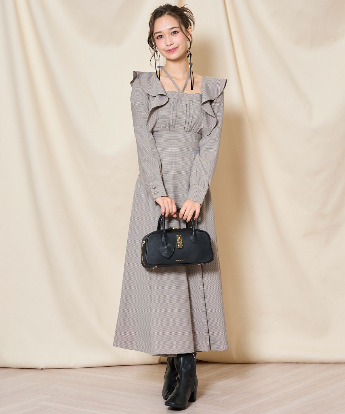 WILLSELECTION「ネックリボンギャザー切り替えワンピース」|ワンピース|