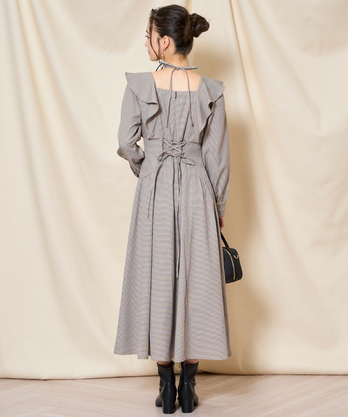 WILLSELECTION「ネックリボンギャザー切り替えワンピース」|ワンピース|