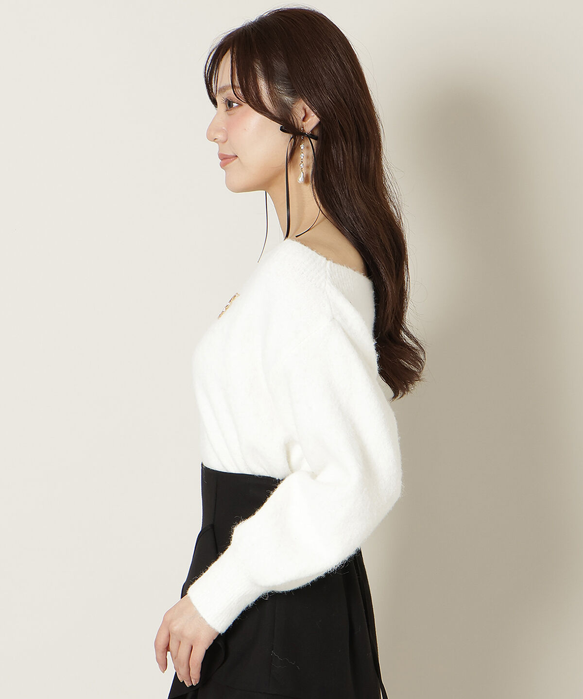 WILLSELECTION「ブローチ付きオフショルニット」|ニット・セーター|