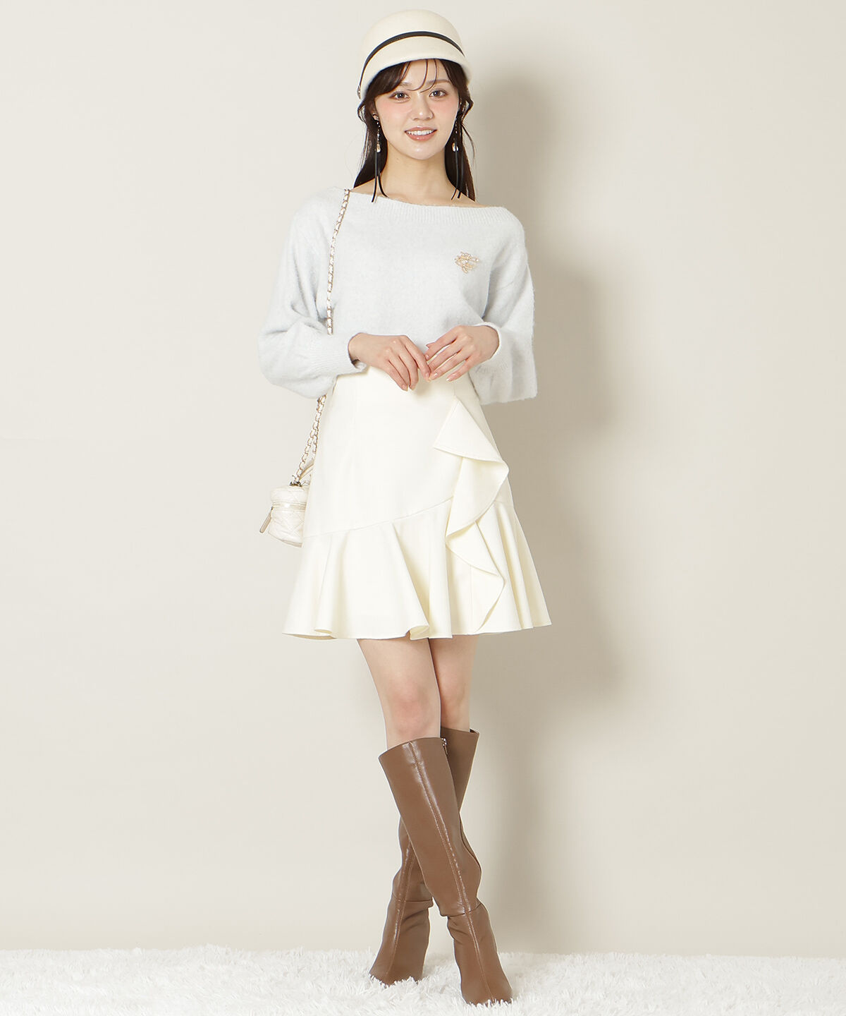 WILLSELECTION「ブローチ付きオフショルニット」|ニット・セーター|