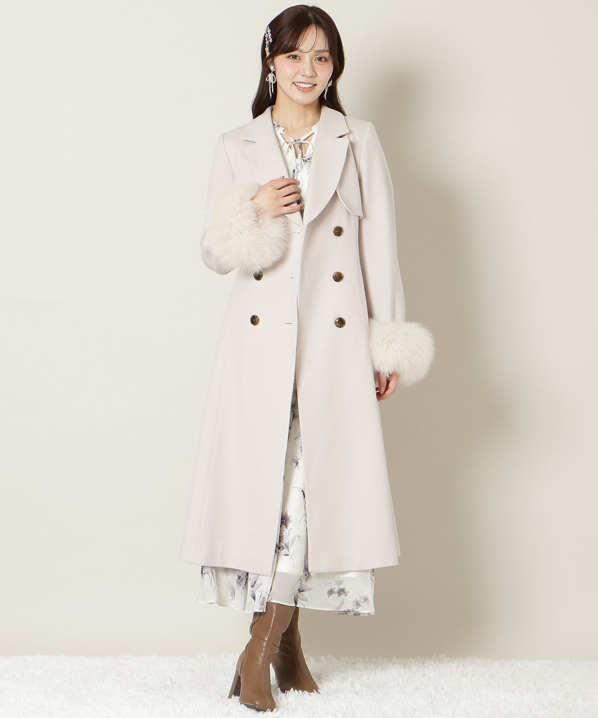 WILLSELECTION「リアルファー付きウールフレアコート」|その他|