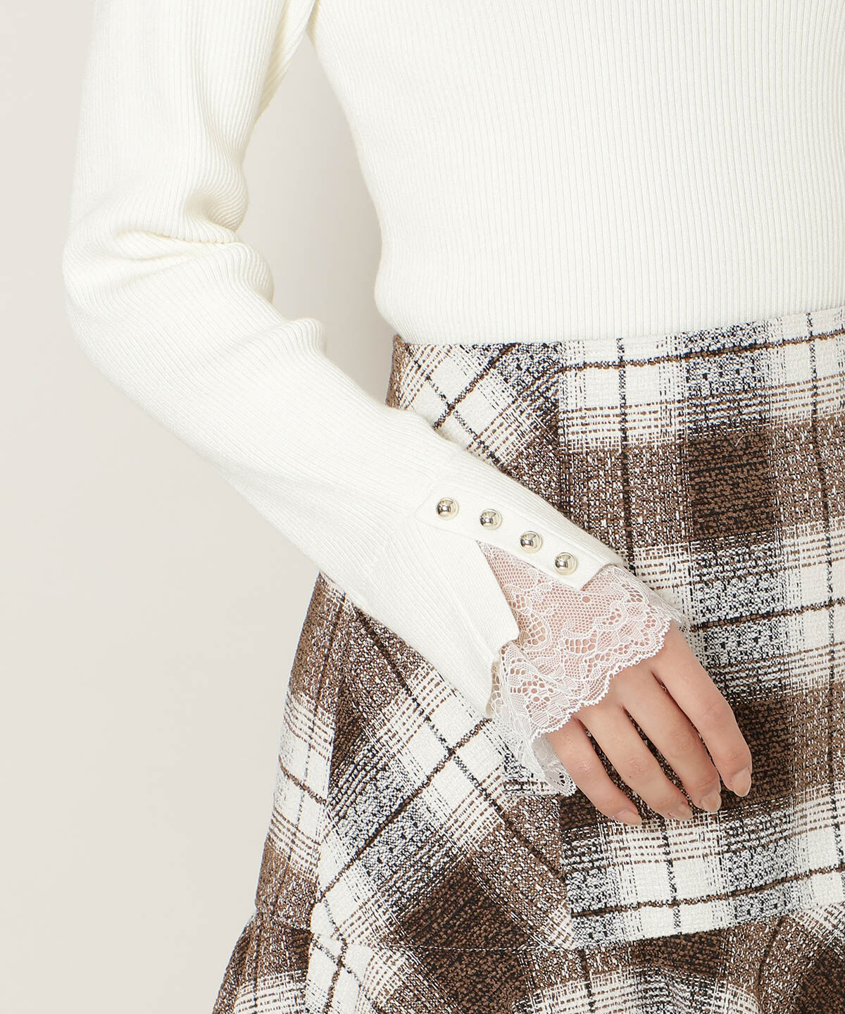 WILLSELECTION「袖口レースハイネックリブニット」|ニット・セーター|