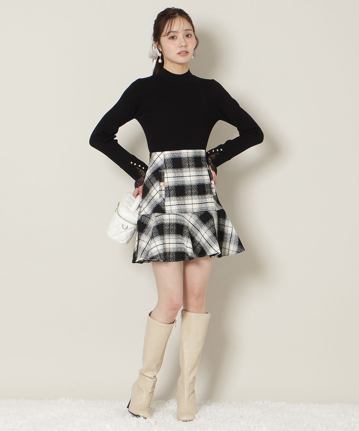 WILLSELECTION「袖口レースハイネックリブニット」|ニット・セーター|