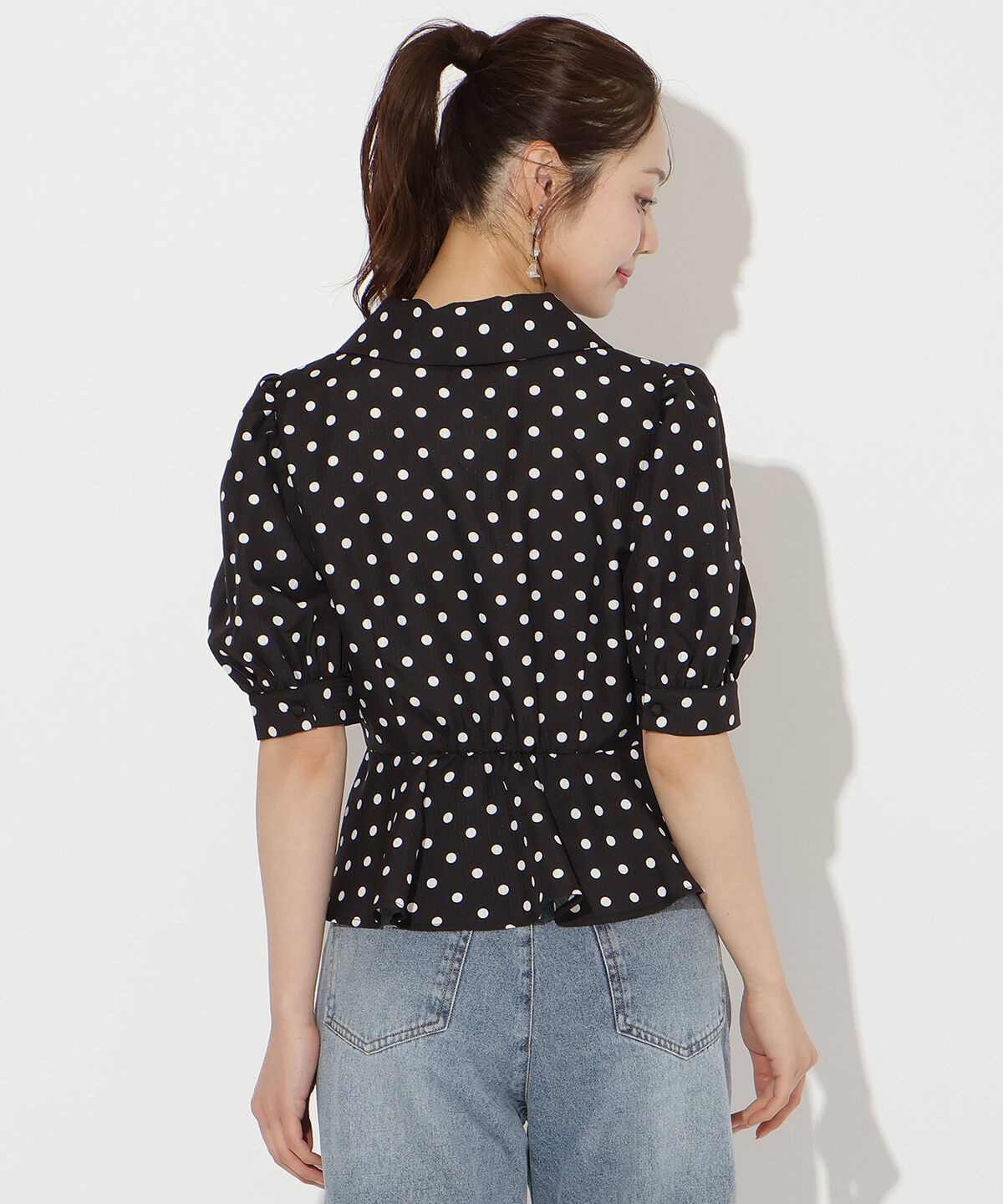 WILLSELECTION「パフスリーブドットブラウス」|シャツ・ブラウス|