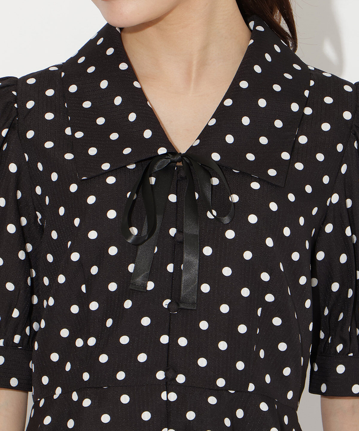 WILLSELECTION「パフスリーブドットブラウス」|シャツ・ブラウス|