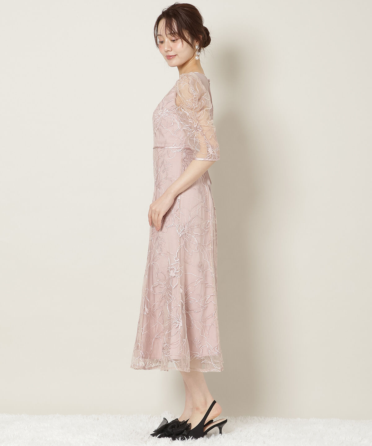 WILLSELECTION「刺繍レースアシンメトリーマーメイドワンピース」|ドレス|