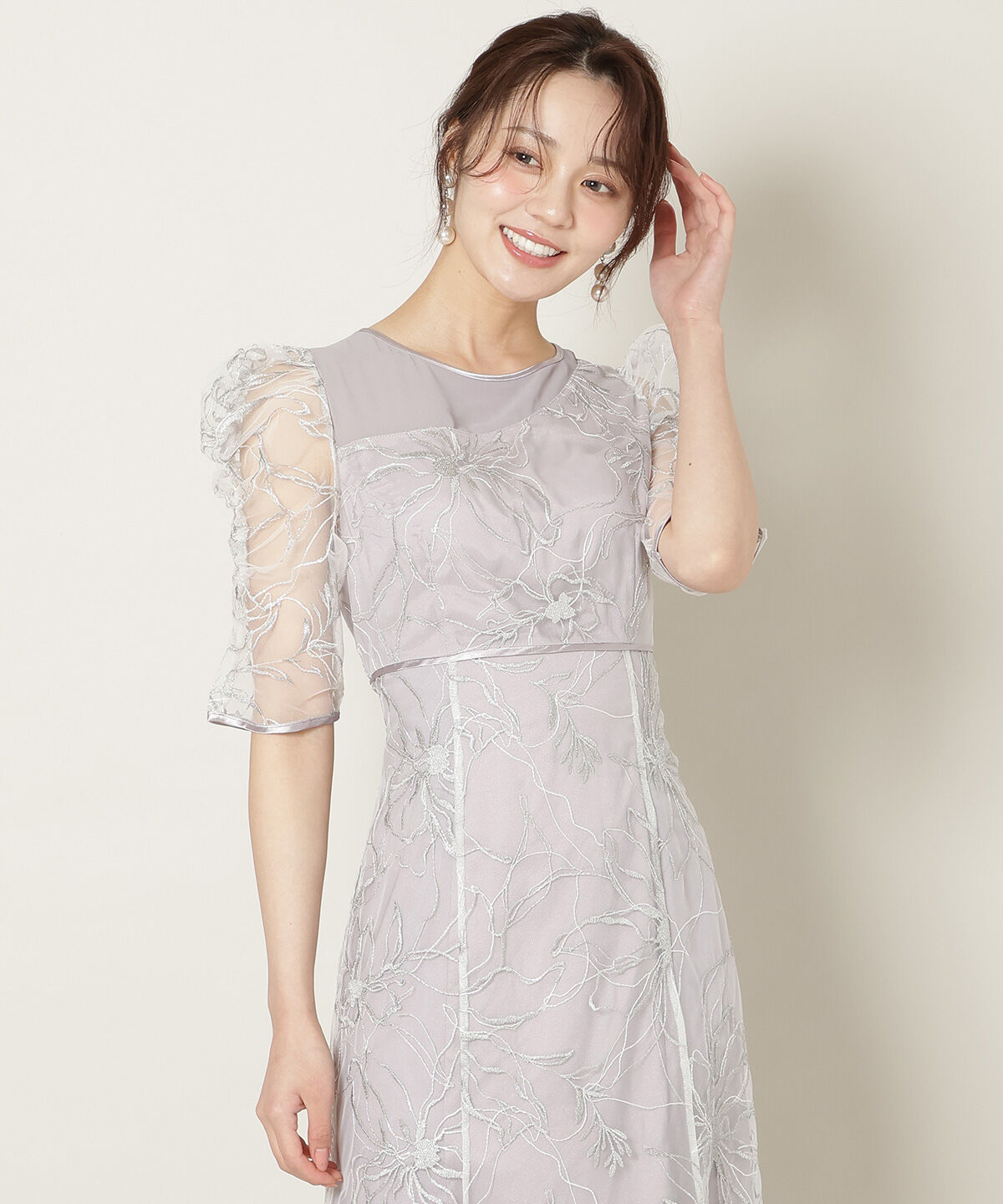 WILLSELECTION「刺繍レースアシンメトリーマーメイドワンピース」|ドレス|