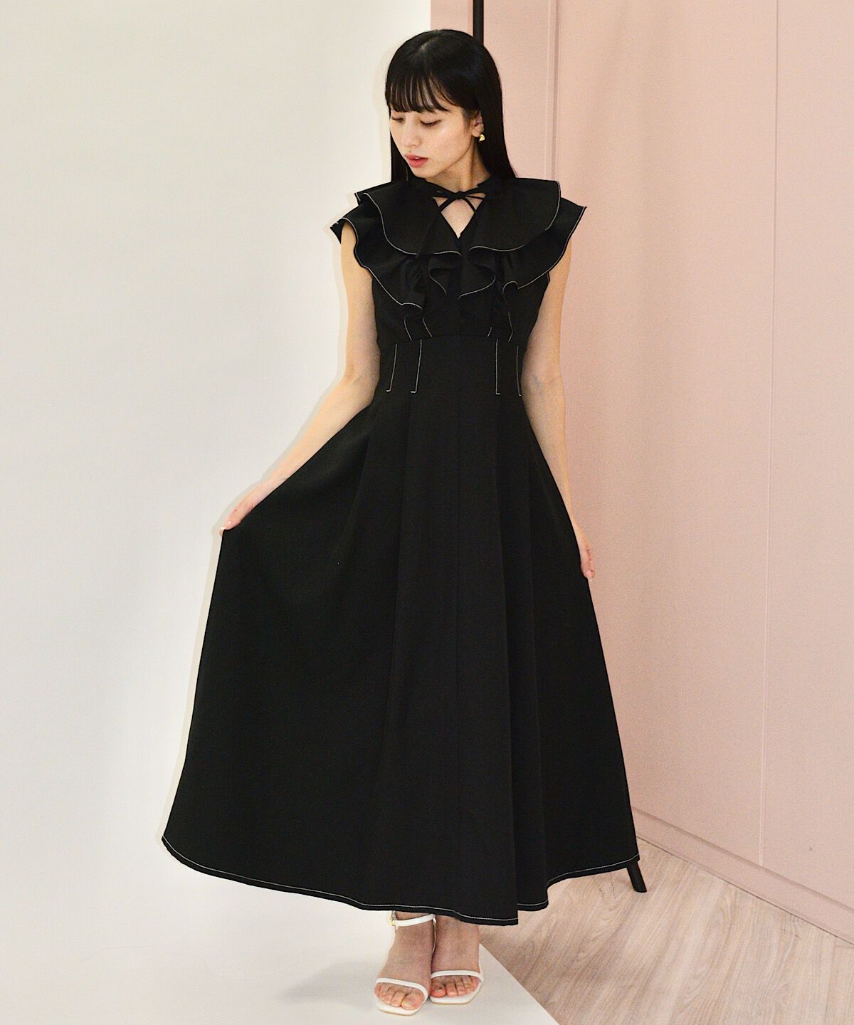 WILLSELECTION「ナローリボンラッフルフリルワンピース」|ワンピース|