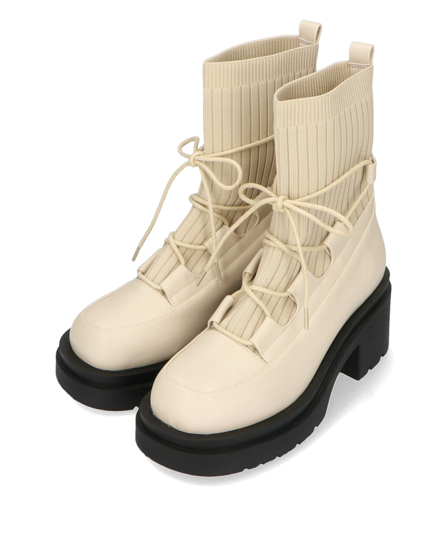 ORiental TRaffic「ニット ドッキング レースアップ ブーツ /41402」|ショートブーツ|