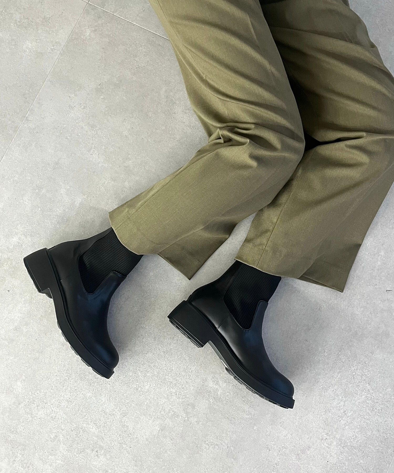 WA Oriental TRaffic「リブ ニット バックジップ ブーツ /42407 ショートブーツ 厚手クッション」|ショートブーツ|