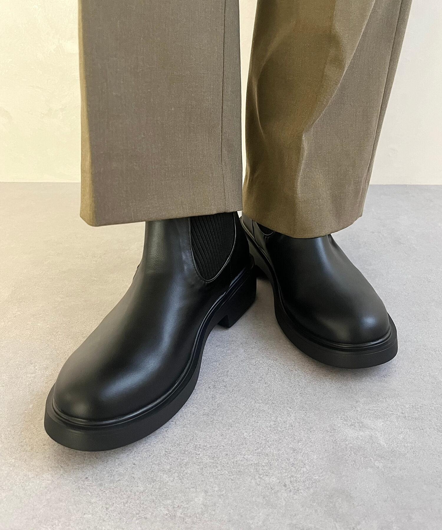 WA Oriental TRaffic「リブ ニット バックジップ ブーツ /42407 ショートブーツ 厚手クッション」|ショートブーツ|