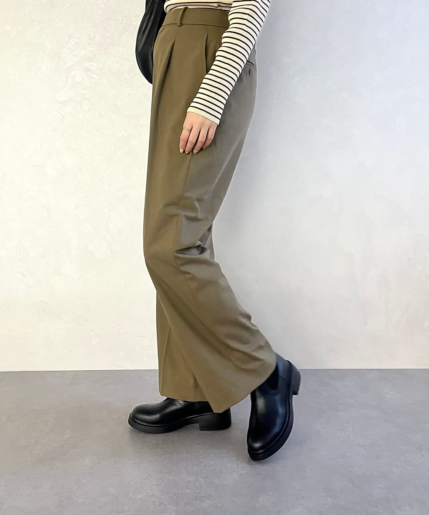 WA Oriental TRaffic「リブ ニット バックジップ ブーツ /42407 ショートブーツ 厚手クッション」|ショートブーツ|