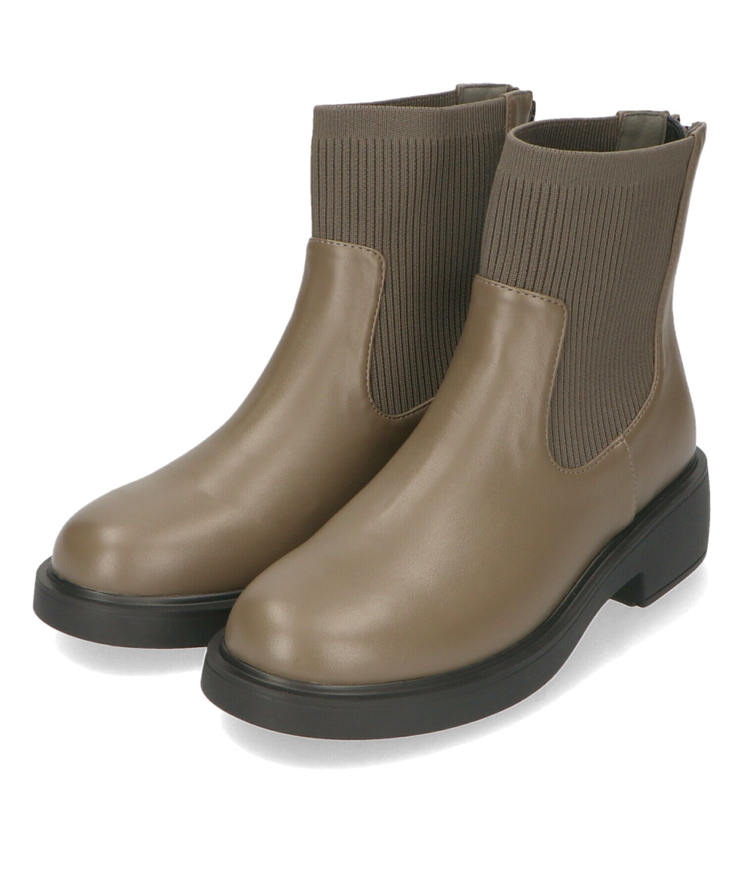 WA Oriental TRaffic「リブ ニット バックジップ ブーツ /42407 ショートブーツ 厚手クッション」|ショートブーツ|