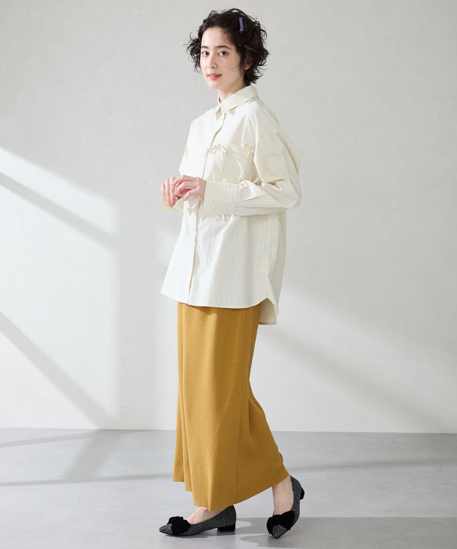 ORiental TRaffic「ベロアリボン&times;ツイード フラット パンプス /51302」|パンプス|