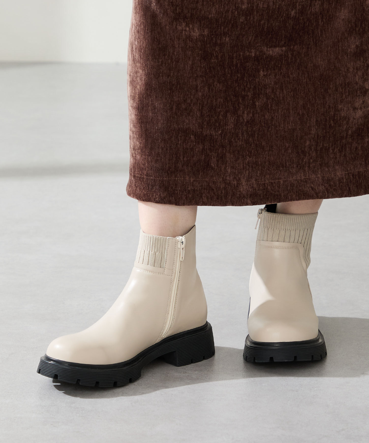 ORiental TRaffic「ニット ドッキング タンクソール ブーツ /51412」|ショートブーツ|