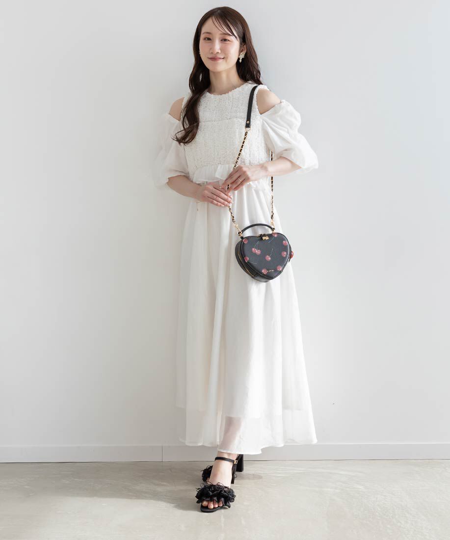  「ミニリボンフリルヒールサンダル」|サンダル|