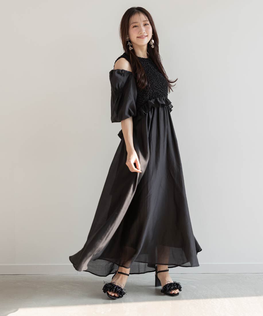  「ミニリボンフリルヒールサンダル」|サンダル|