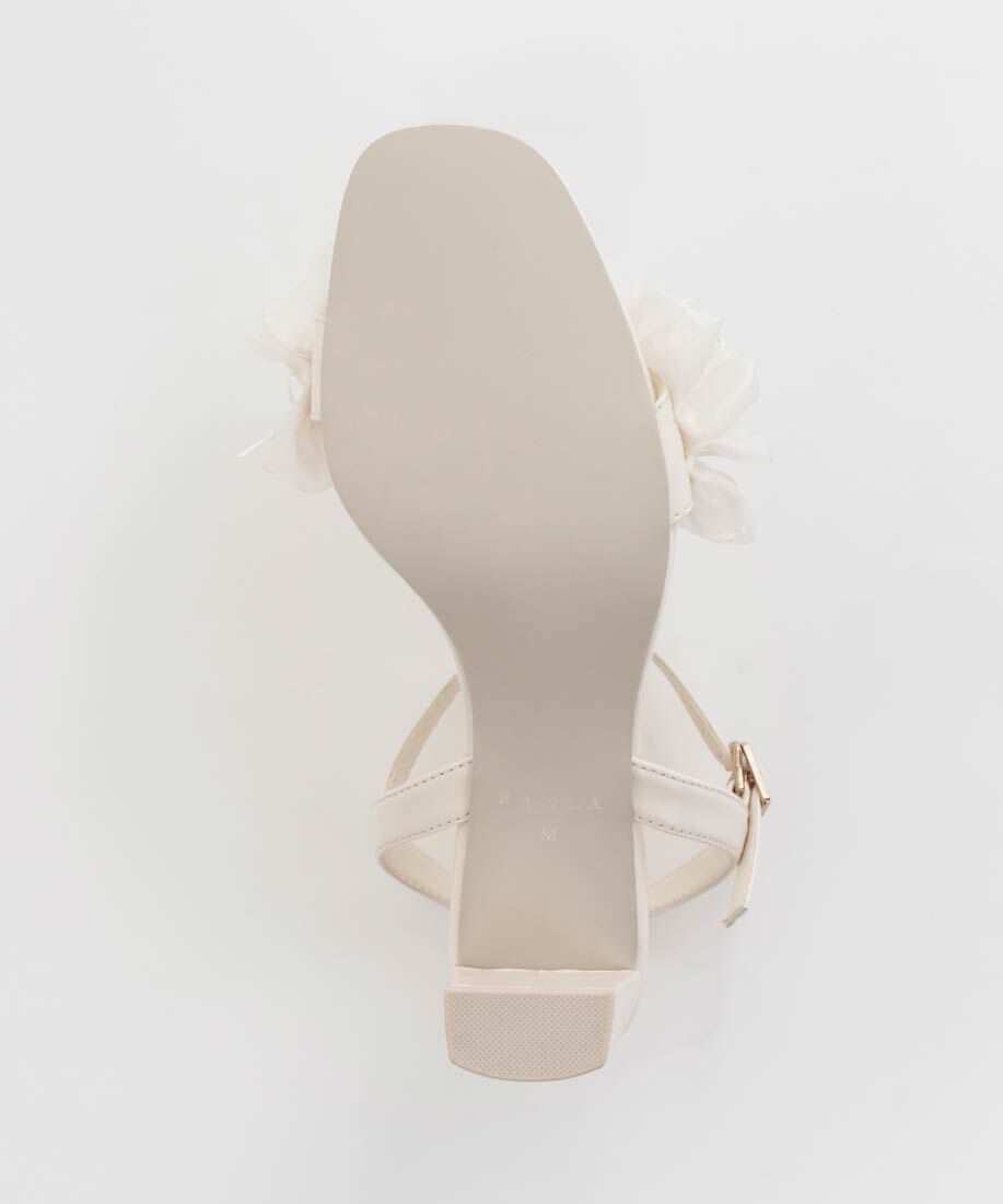  「ミニリボンフリルヒールサンダル」|サンダル|