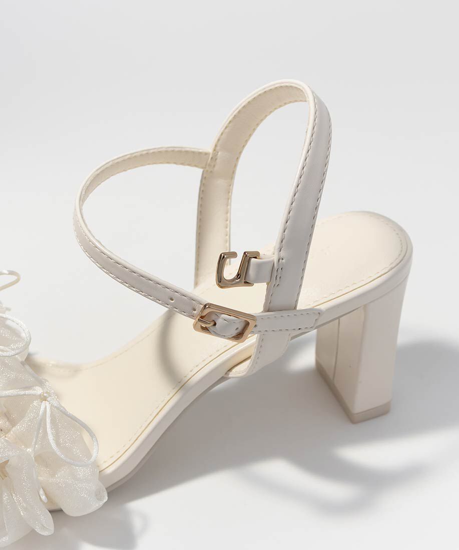  「ミニリボンフリルヒールサンダル」|サンダル|