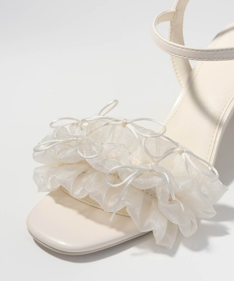 「ミニリボンフリルヒールサンダル」|サンダル|